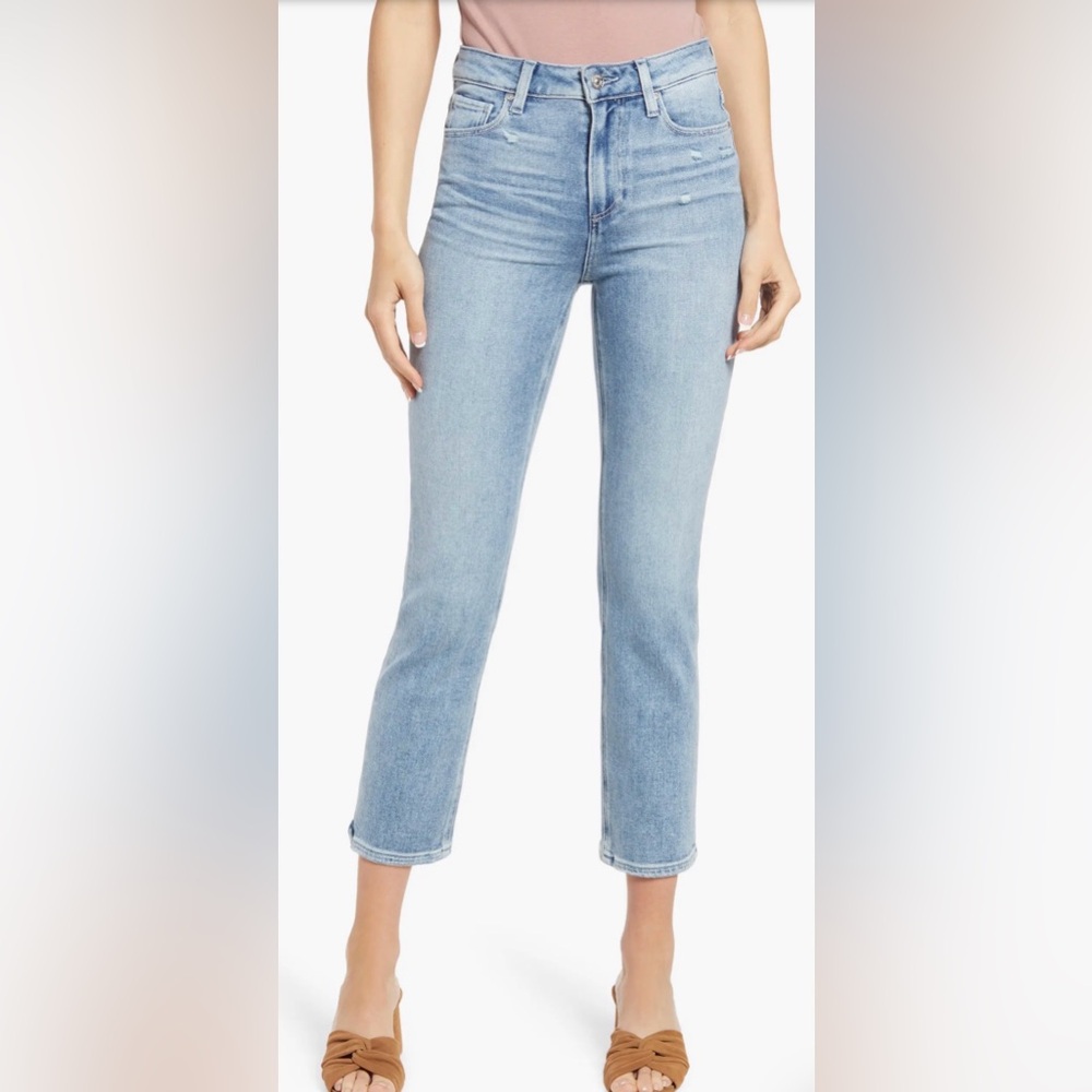 PAIGE Cindy Raw Hem Crop Straight Leg Jeans